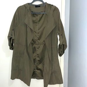 A long army green soft jacket